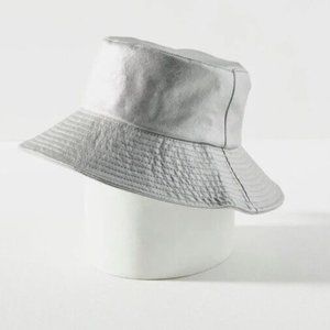 Faux Leather Bucket Hat By Anthropologie in Silver - NWT